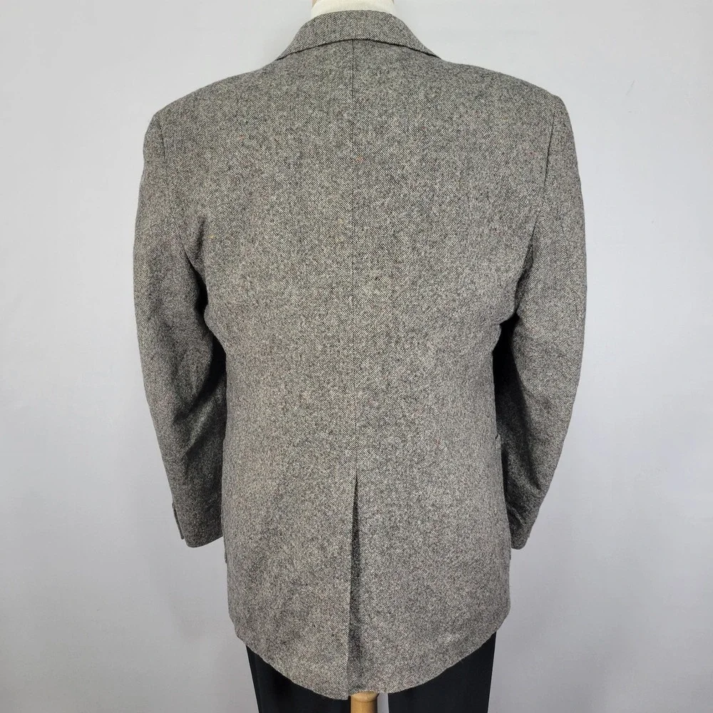 Gallery Haggar Men's Tweed Sport Coat Blazer‎ Two Button Gray Wool Size 46L
